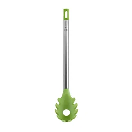 BRA Prior A197009 Cuchara para Pasta Verde con Cabezal de Nylon y Silicona y Mango de Acero Inoxidable de 33 cm, 1 Unidad