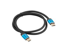 Lanberg Cable HDMI 2.0 Hembra Macho 1m, 18 Gbit/s, 3D, Audio Return Channel (ARC), Negro y Azul, CA-HDMI-P20CU-0010-BK