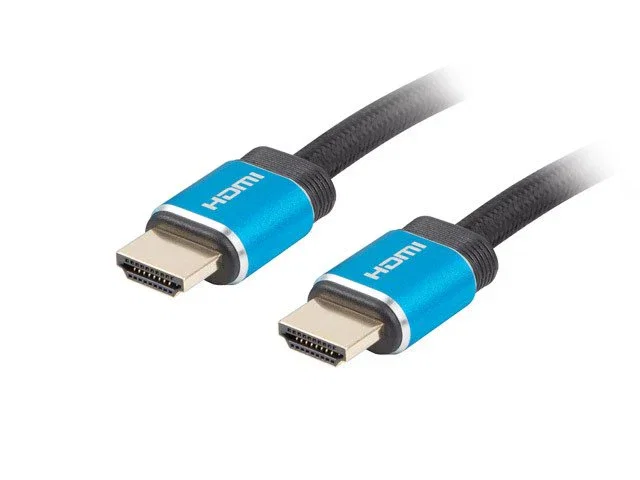 Lanberg CA-HDMI-P20CU-0010-BK Cable HDMI 2.0 4K/HDR Premium 1m 18 Gbit/s 3D ARC Ethernet Negro/Azul