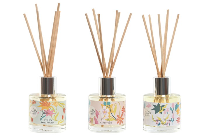 DKD Home Decor Ambientador Mikado Cristal Floral Pack de 6