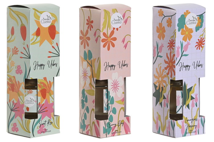 DKD Home Decor Ambientador Mikado Cristal Floral Pack de 6