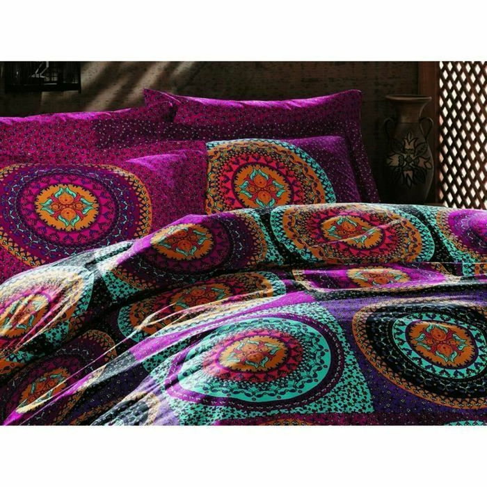 AUCUNE Juego de cama de 100% algodón con funda nórdica y 2 fundas de almohada, Fucsia