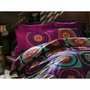 AUCUNE Juego de cama de 100% algodón con funda nórdica y 2 fundas de almohada, Fucsia