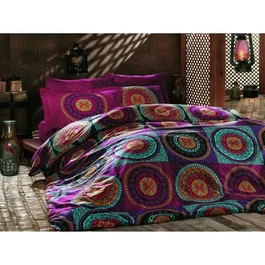 Juego de cama funda nórdica 220x240 cm y fundas de almohada 60x60 cm 100% algodón Fucsia ASI8681875345254