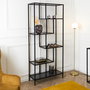 Home Deco Factory Estantería Edison Lounge 80x30x180 cm, Estructura Hierro con Baldas de Vidrio