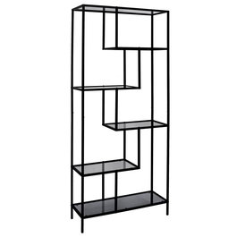 Home Deco Factory Estantería Edison Lounge 80x30x180 cm, Estructura Hierro con Baldas de Vidrio
