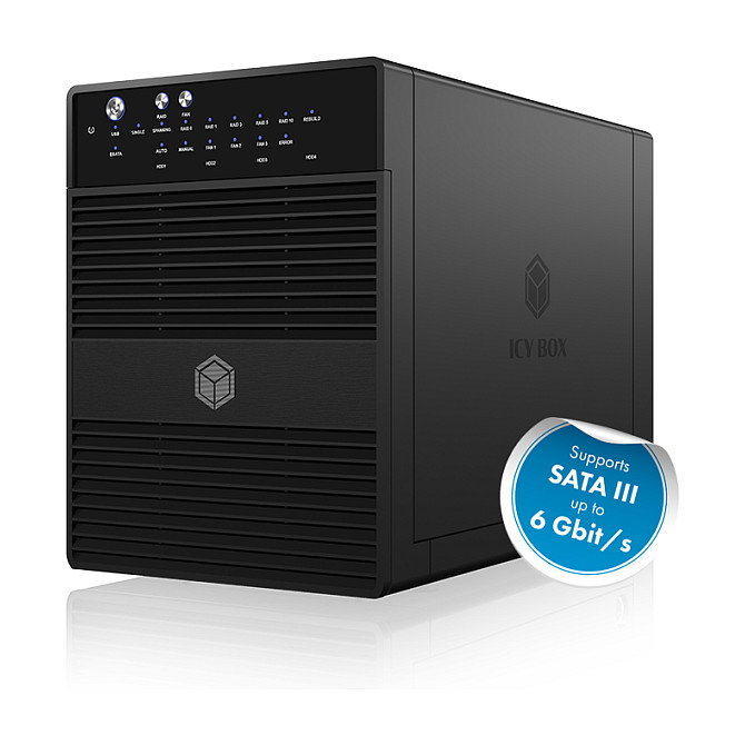 ICY BOX IB-RD3640SU3 - Caja de Disco Duro Externa RAID, 4 Bahías 3.5" SATA, USB 3.0 y eSATA, Niveles RAID 0/1/3/5/10, Hot-Swap