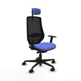 PIQUERAS Y CRESPO Silla de oficina Mardos con mecanismo Sincro/Traslack, Azul claro y Negro