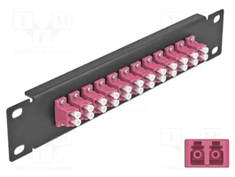 DeLOCK Panel de conexión de fibra óptica 10″ 12 puertos LC Duplex violeta 1U negro