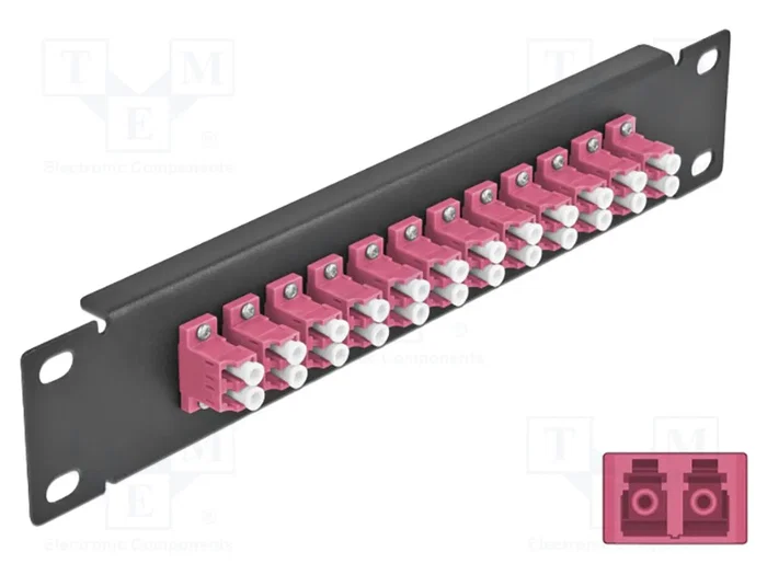 DeLOCK Panel de conexión de fibra óptica 10″ 12 puertos LC Duplex violeta 1U negro DeLOCK Panel de conexión de fibra óptica 10″ 12 puertos LC Duplex violeta 1U negro