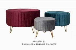 DKD Home Decor Set de 3 Reposapiés de Terciopelo Multicolor