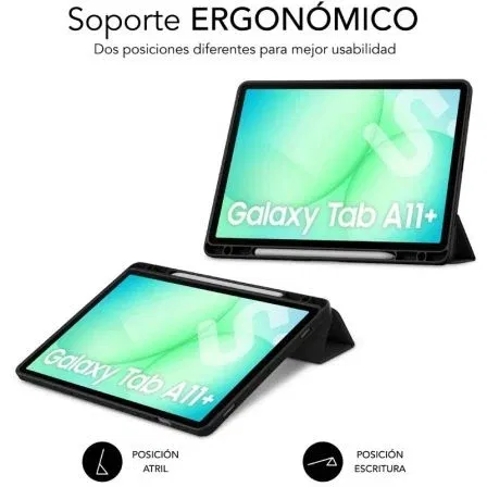 Subblim Funda Clear Shock Case para Samsung Galaxy Tab A11+ 11 Pulgadas Negro, Anti-Golpes con Función Atril, Compatible con SM-X236B/SM-X230