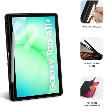 Subblim Funda Clear Shock Case para Samsung Galaxy Tab A11+ 11 Pulgadas Negro, Anti-Golpes con Función Atril, Compatible con SM-X236B/SM-X230