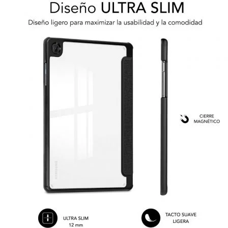Subblim Funda Clear Shock Case para Samsung Galaxy Tab A11+ 11 Pulgadas Negro, Anti-Golpes con Función Atril, Compatible con SM-X236B/SM-X230
