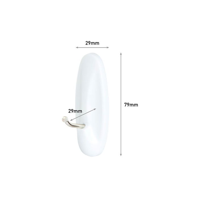 3M Command Gancho con Punta Metálica, Mediano, Blanco, 29 x 79 x 29 mm, 2 Unidades + 4 Tiras, Carga Máx. 1.3 kg - 17068