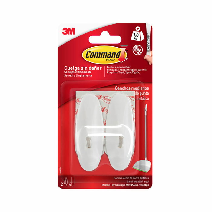 3M Command Gancho Punta Metálica Mediano Blanco 3M Command Gancho Punta Metálica Mediano Blanco