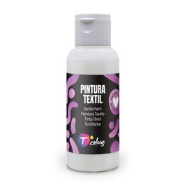 Tcolors Pintura Textil Blanca 80 ml - Alta Adherencia y Flexibilidad - Cubre Cualquier Tono - Aplicación con Rodillo, Pincel o Aerógrafo