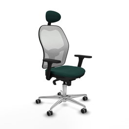 PIQUERAS Y CRESPO Silla de oficina Jorquera con mecanismo Sincro, Verde botella y Blanco
