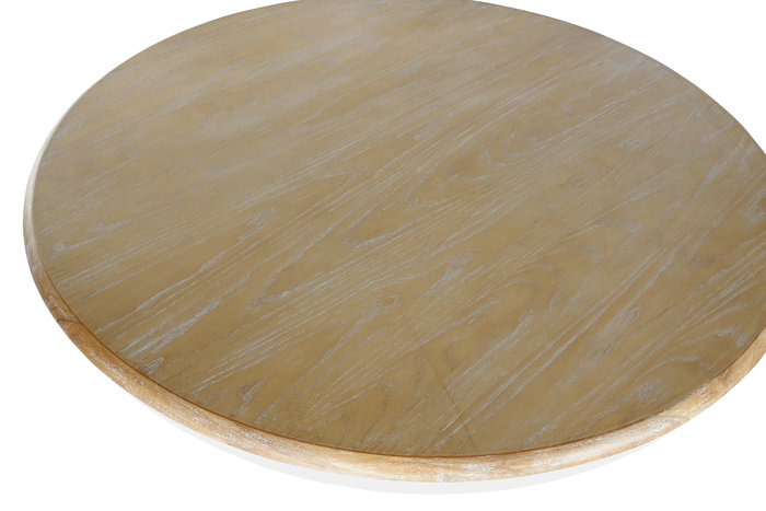 DKD Home Decor Mesa Redonda de Comedor Tradicional en Blanco y Natural, Desmontable, Dimensiones 120 x 120 x 76 cm