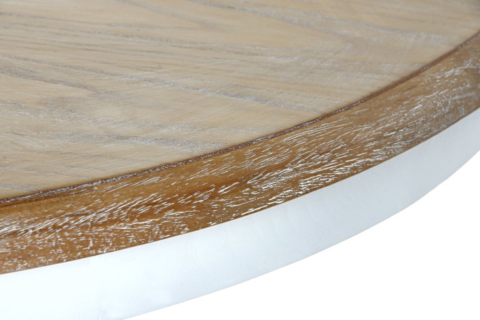 DKD Home Decor Mesa Redonda de Comedor Tradicional en Blanco y Natural, Desmontable, Dimensiones 120 x 120 x 76 cm
