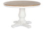 DKD Home Decor Mesa Redonda de Comedor Tradicional en Blanco y Natural, Desmontable, Dimensiones 120 x 120 x 76 cm