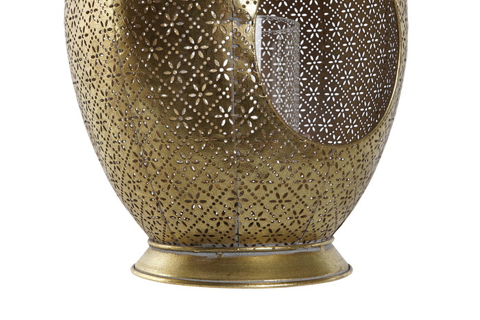 DKD Home Decor Portavelas Metal y Cristal Dorado
