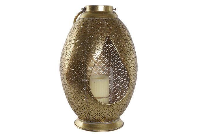 DKD Home Decor Portavelas Metal y Cristal Dorado