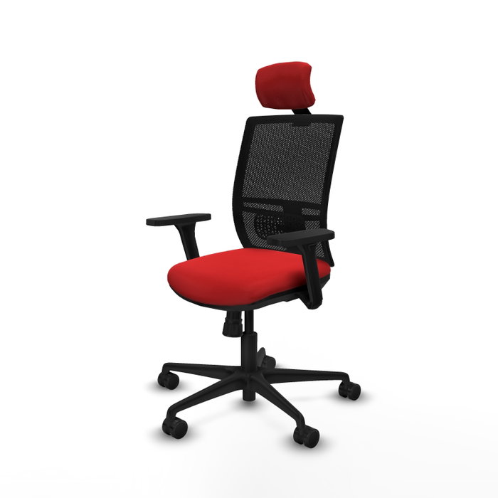 PIQUERAS Y CRESPO Silla de oficina Yunquera con mecanismo Sincro, Similpiel Rojo y Malla Negro