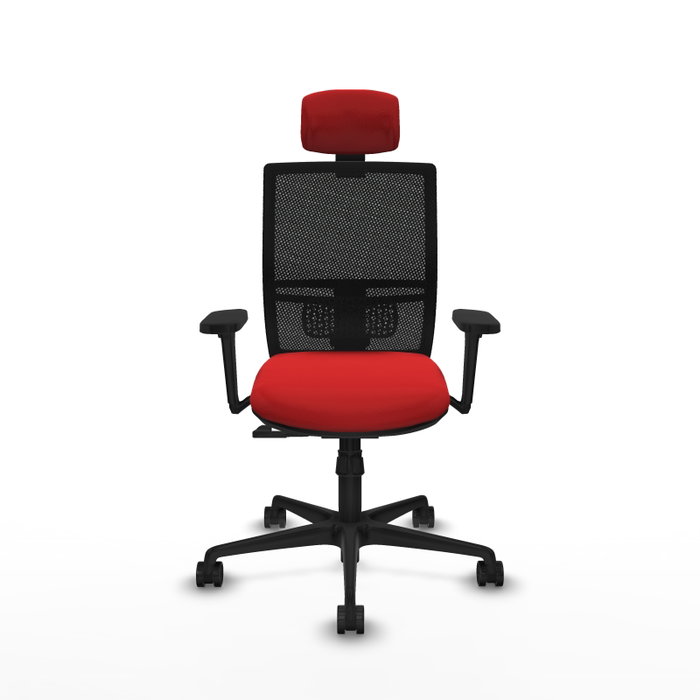 PIQUERAS Y CRESPO Silla de oficina Yunquera con mecanismo Sincro, Similpiel Rojo y Malla Negro