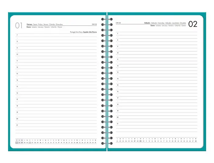 Liderpapel Agenda de Oficina 2027 Espiral Basic Día Página A5 Turquesa
