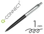 Q-connect Bolígrafo Premium Metálico Retráctil con Clip, Negro, Punta 1 mm, Trazo 0.7 mm, Recargable