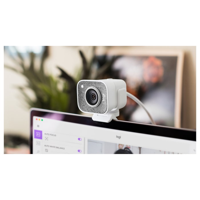 Logitech StreamCam Webcam Full HD 1080p/60fps, Blanco, con Autofoco, Micrófonos Estéreo y Clip