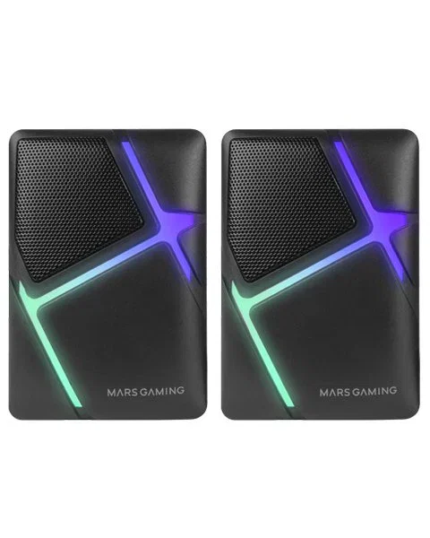Mars Gaming Altavoces MS-H 10W 2.0 RGB Flow con Sonido 3D Surround, Alámbrico, Negro o Blanco