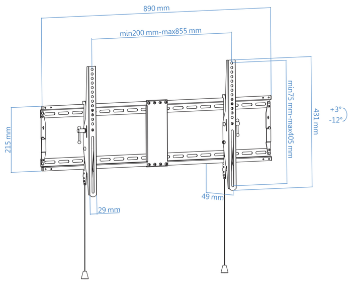 TooQ Soporte de Pared Inclinable LP4391T-B para TV de 43-90 pulgadas