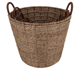 DKD Home Decor Set de 4 Cestas de Fibra y Metal para Leña Natural 55x55x55 cm