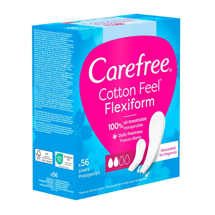 Carefree FLEXIFORM Protector Algodón sin Perfume 56 uds Compresas
