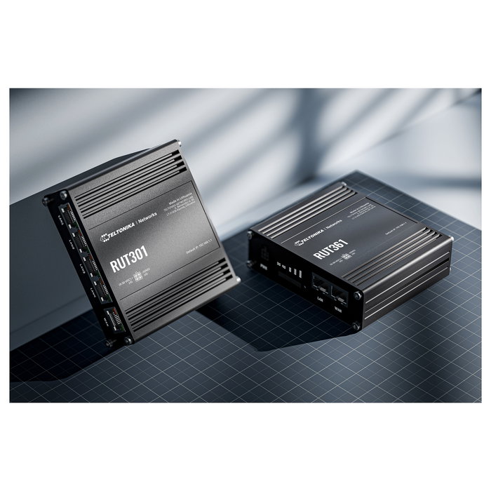 Teltonika Router Industrial RUT301 para Móvil y Ethernet LAN (EU) - Negro, Aluminio, 9-30V, RMS, -40 a 75°C