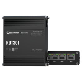 Teltonika Router Industrial RUT301 para Móvil y Ethernet LAN (EU) - Negro, Aluminio, 9-30V, RMS, -40 a 75°C