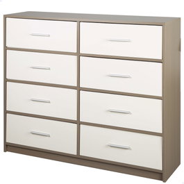 Max Home Cómoda de 8 cajones en blanco y madera