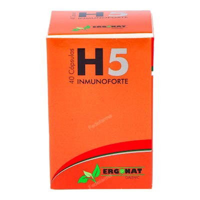 H5 Inmunoforte 40 Cápsulas con Probióticos y Vitamina C para el Sistema Inmune, con Shiitake y Reishi H5 Inmunoforte 40 Cápsulas con Probióticos y Vitamina C para el Sistema Inmune, con Shiitake y Reishi