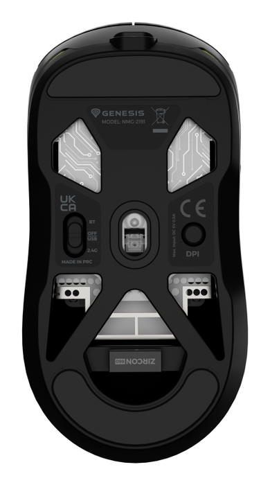 GENESIS Zircon 660 Ratón Gaming Negro Mano Derecha Inalámbrico RF + Bluetooth + USB Type-A Óptico 12000 DPI