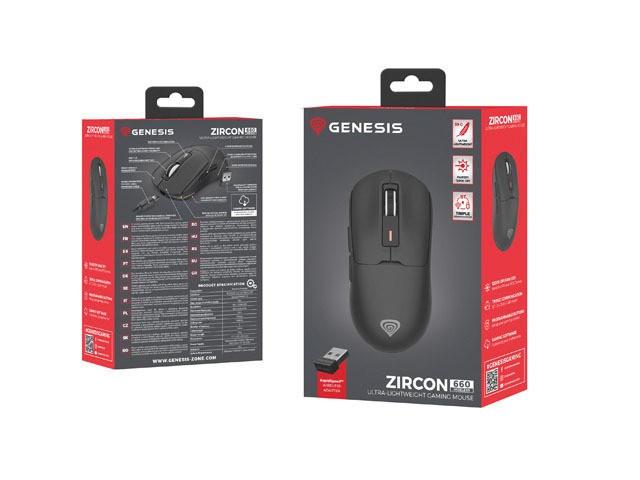 Genesis Zircon 660 Wireless Czarna - Ratón Inalámbrico Óptico 12000 DPI 6 Botones Programables PixArt PMW3310 Genesis Zircon 660 Wireless Czarna - Ratón Inalámbrico Óptico 12000 DPI 6 Botones Programables PixArt PMW3310