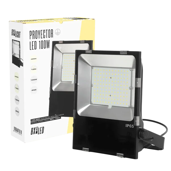 BX3 Proyector LED Foco Exterior 100W Regulable TRIAC, IP65 6000K, para Fachadas y Jardines - Referencia BX3-HVFL100WCPCW