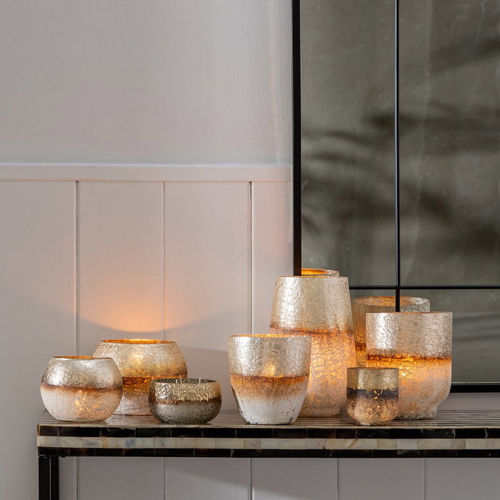 Jarrón Gris-Blanco Cristal Decoración 9 X 9 X 10 cm (Set de 3)