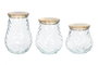 DKD Home Decor Set de 3 Botes Herméticos de Cristal y Bambú (1,5L/1,2L/1L)