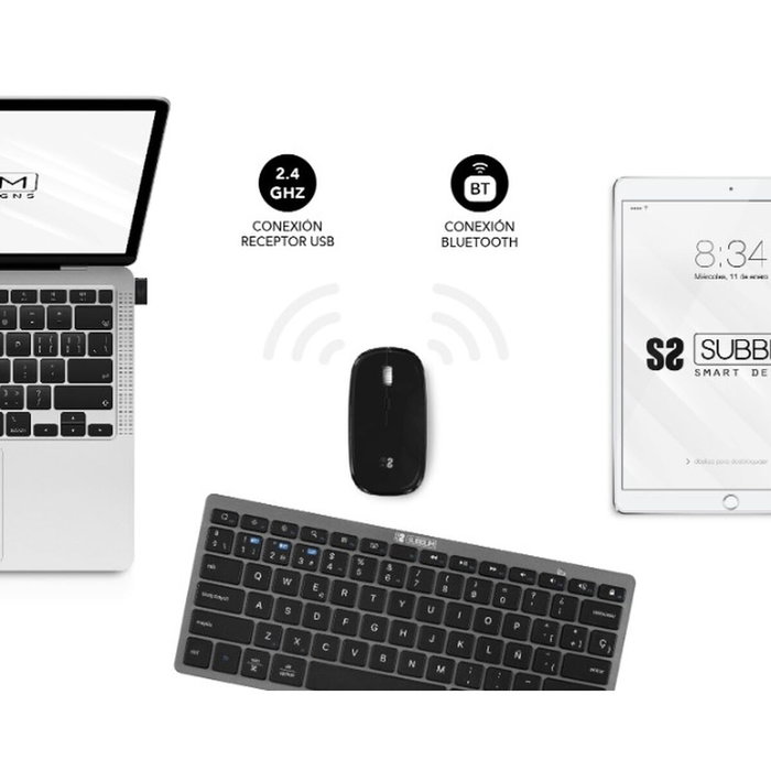 Subblim Combo Multidispositivo Compacto Gris/Negro SUBKBC-OCO020