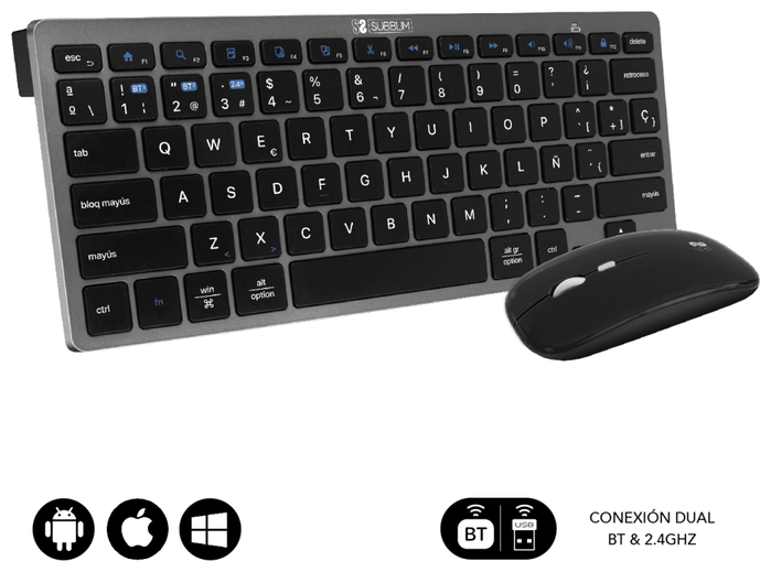 Subblim Combo Multidispositivo Compacto Gris/Negro SUBKBC-OCO020