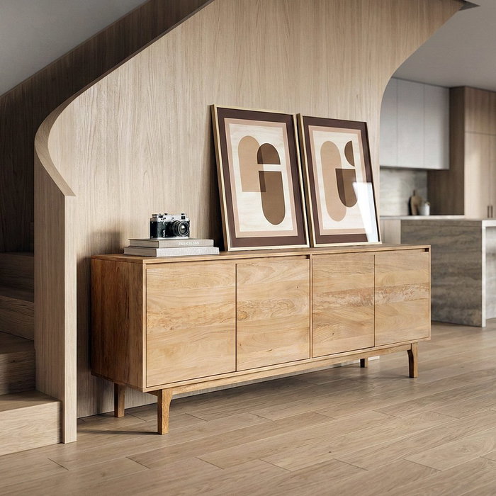 Aparador Natural Madera de Mango Salón 200 X 45 X 76 cm Aparador Natural Madera de Mango Salón 200 X 45 X 76 cm
