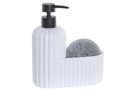 DKD Home Decor Dosificador de Resina y ABS Diseño Estropajo Blanco y Negro