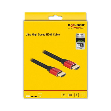DeLOCK Cable HDMI Ultra High Speed 8K 60 Hz 48 Gbps 3 m Rojo DeLOCK Cable HDMI Ultra High Speed 8K 60 Hz 48 Gbps 3 m Rojo